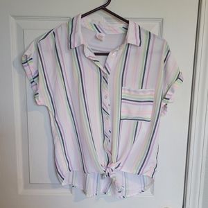 Striped crop top shirt & shorts